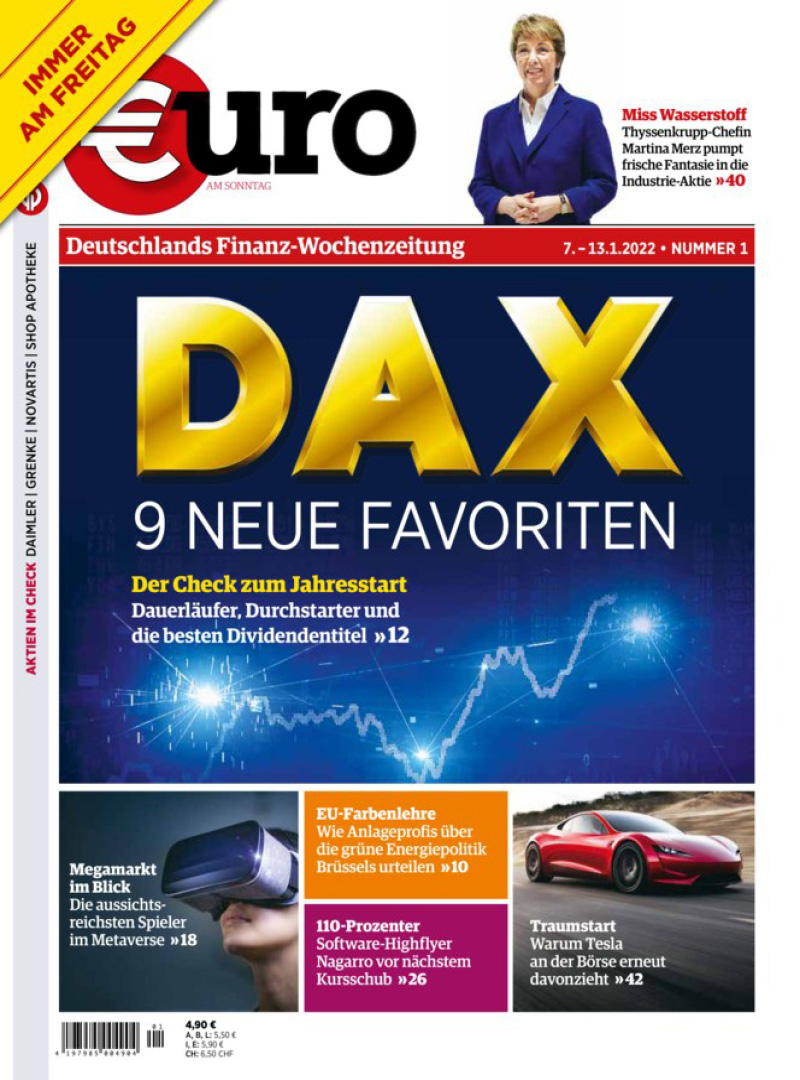 Titelseite Euro am Sonntag 01/2022: DAX – 9 neue Favoriten